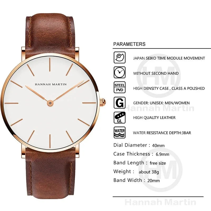 SCOSEZE® Silver Brown Leather Watch - Magnattos
