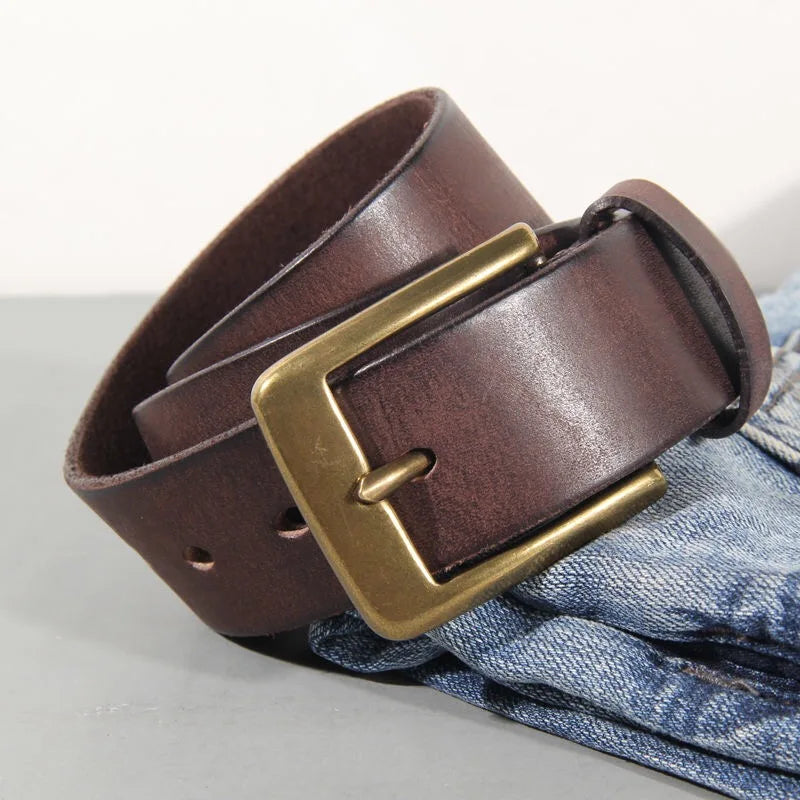 LUCIO® Retro Copper Buckle Leather Belt for Men - Magnattos