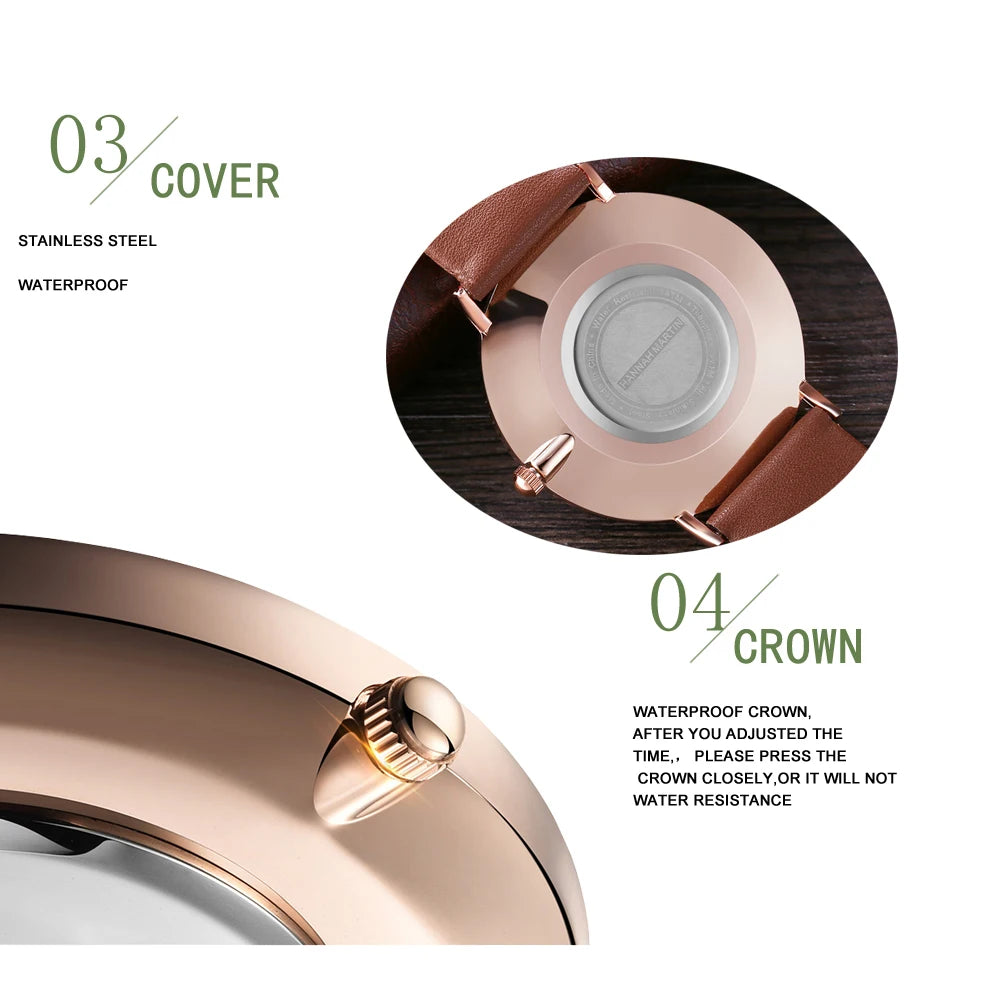 SCOSEZE® Silver Brown Leather Watch - Magnattos