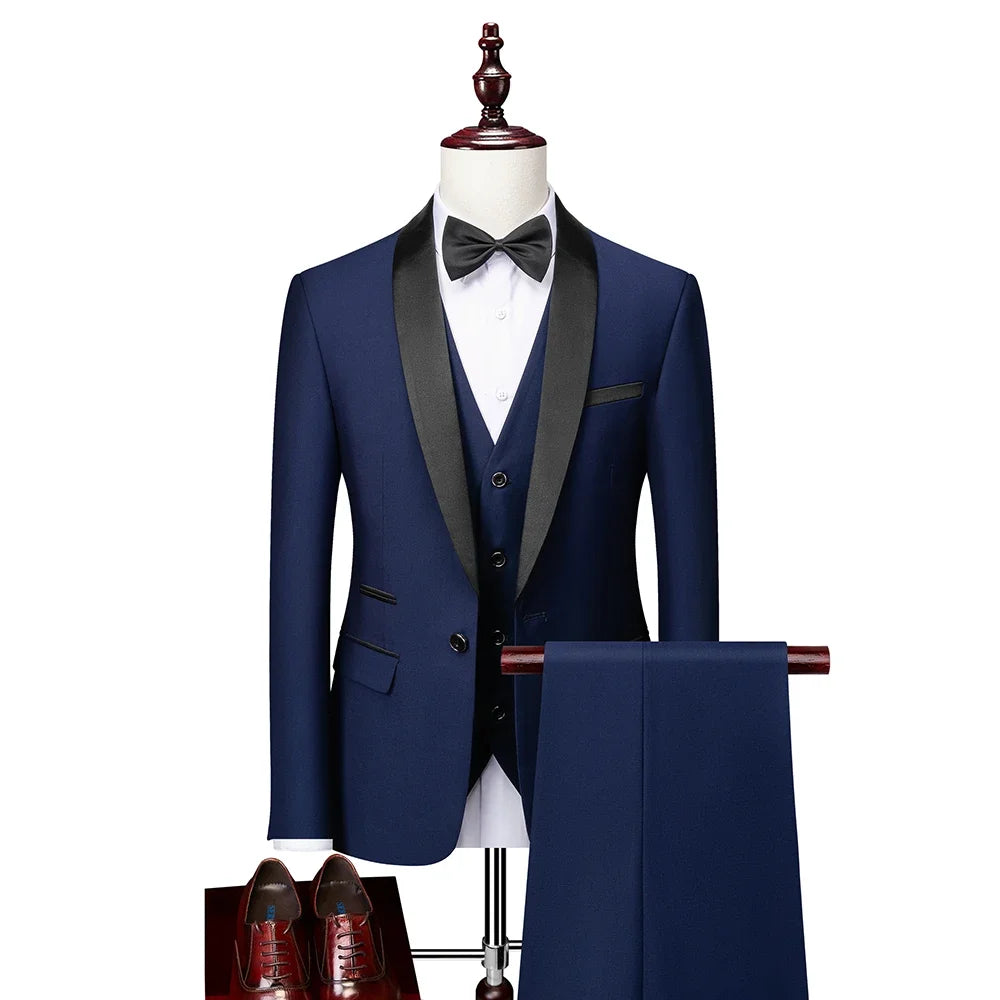 DORCHESTER® Men’s Skinny 3-Piece Tuxedo Suit – Ultimate Formal Elegance for Weddings, Proms, and Special Occasions - Magnattos