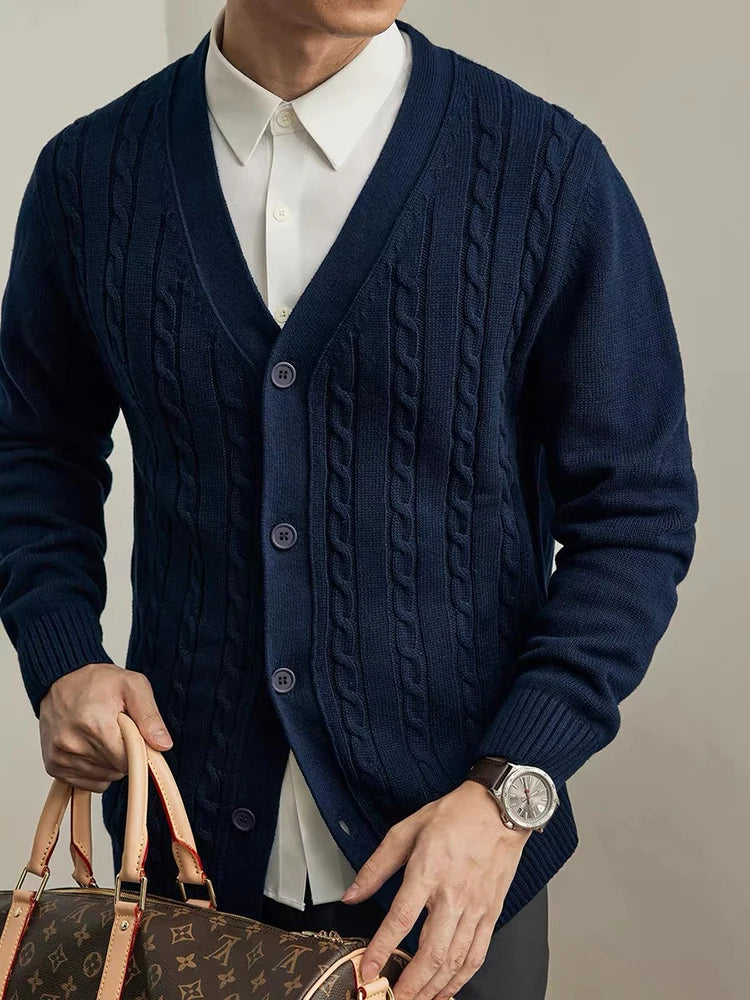 HARTWELL® Cable Knit V-Neck Cardigan
