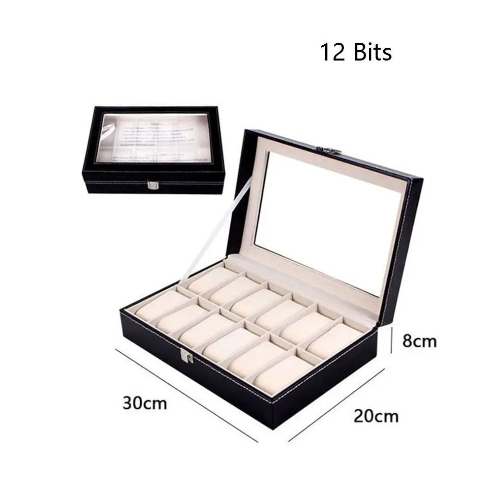 KLAUSEN® Men's 6/10/12 Grid PU Leather Watch Display Case - Magnattos