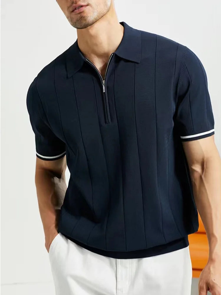 EDGEMONT® 2024 Summer Men’s Business Casual Polo Shirt with Lapel and Zipper Detail - Magnattos