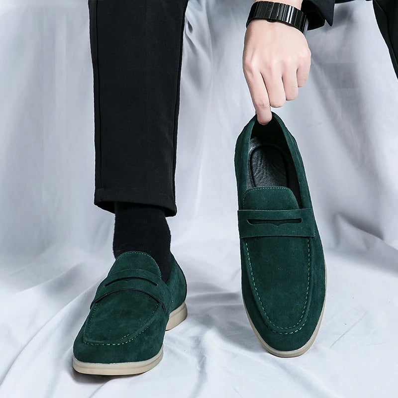 LEANDRO® Classic Soft Suede Penny Loafers for Men - Magnattos