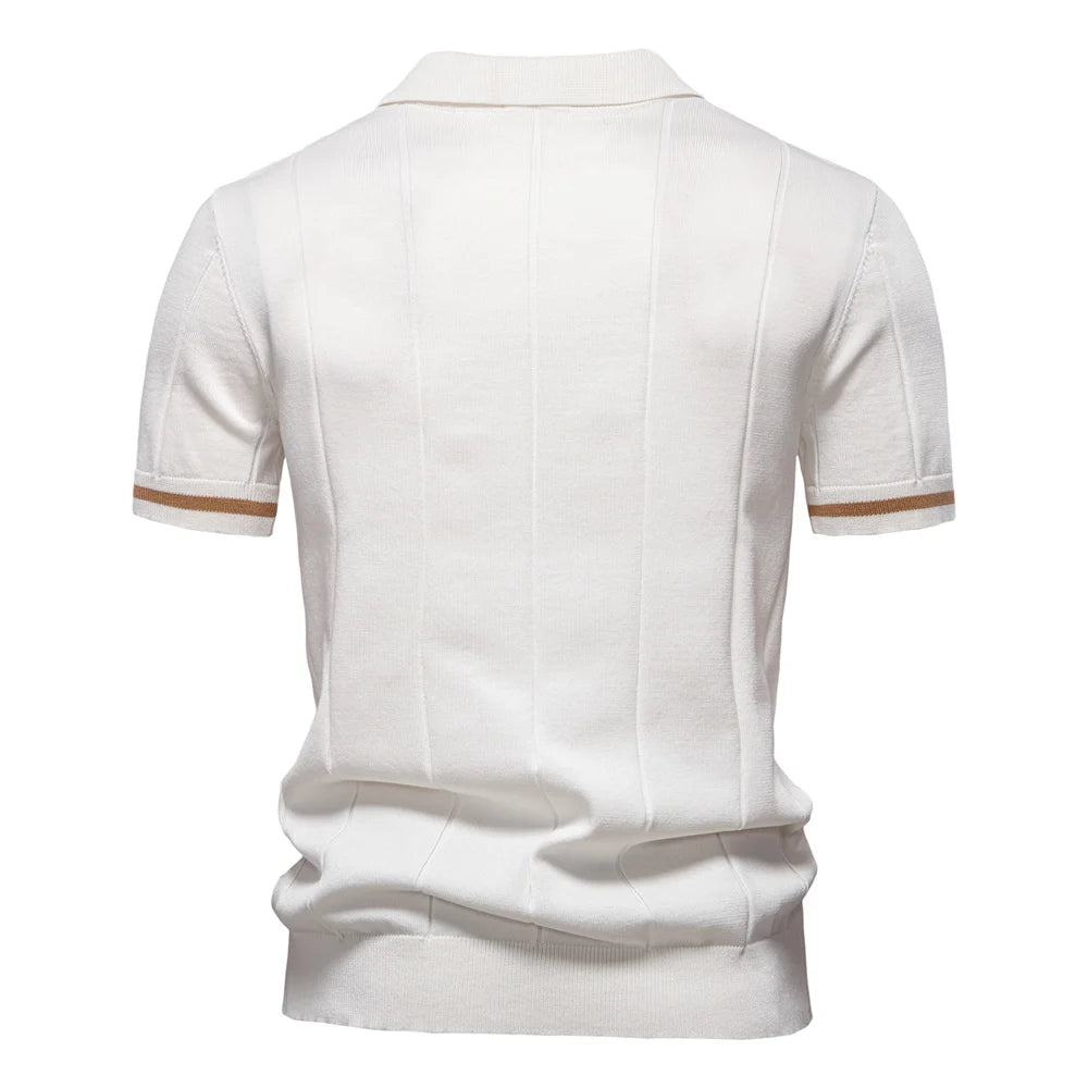 CASTELVI® Zip-Collar Knit Polo Shirt