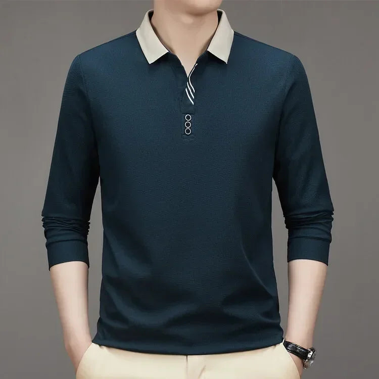 HASSAN® Long Sleeve Turn-down Collar Waffle T-shirt - Magnattos