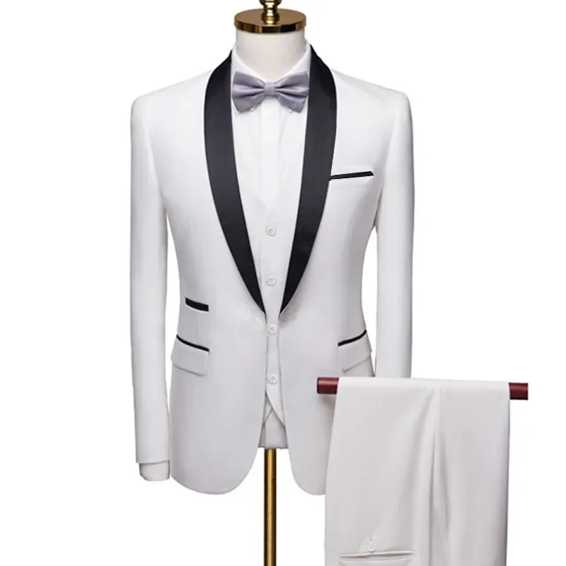 DORCHESTER® Men’s Skinny 3-Piece Tuxedo Suit – Ultimate Formal Elegance for Weddings, Proms, and Special Occasions - Magnattos
