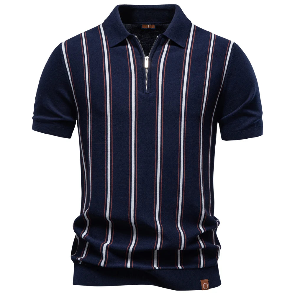 CORSINI® Contrast Stripe Knit Polo Shirt