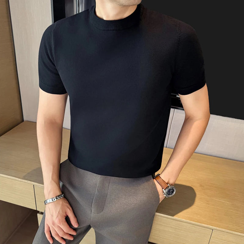 CAREZZA® Slim Fit Knit Round Neck T-Shirt