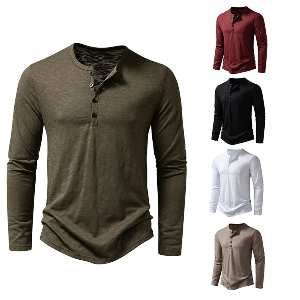 HASSAN® Cotton Button Henley neck Shirt - Magnattos