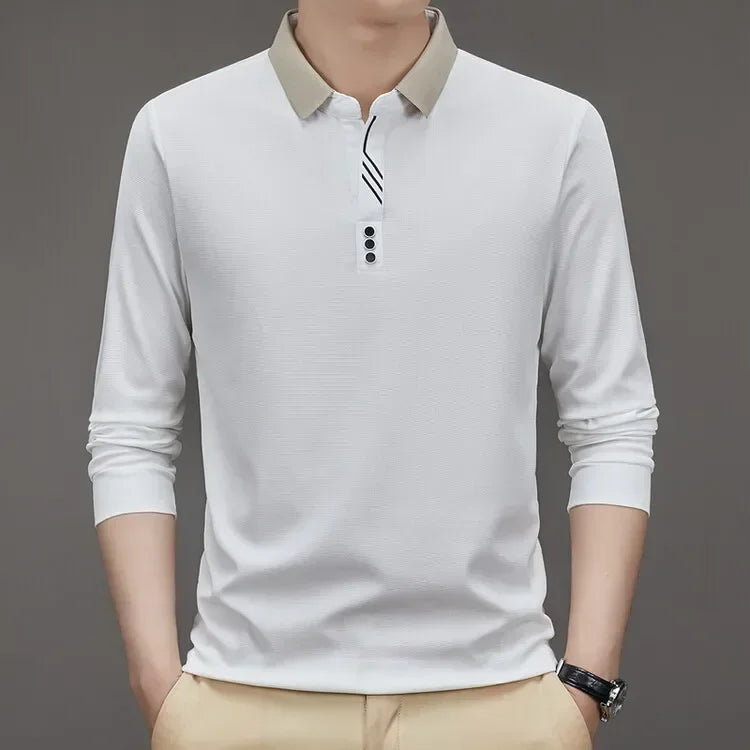 HASSAN® Long Sleeve Turn-down Collar Waffle T-shirt - Magnattos