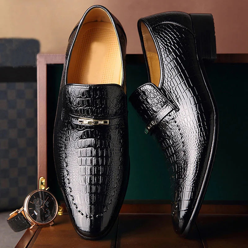 LUCAS VERT® Crocodile Pattern Dress Shoes - Magnattos