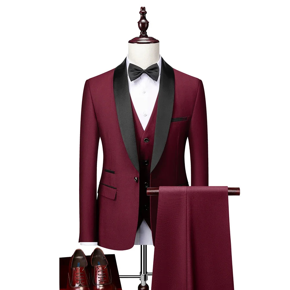 DORCHESTER® Men’s Skinny 3-Piece Tuxedo Suit – Ultimate Formal Elegance for Weddings, Proms, and Special Occasions - Magnattos