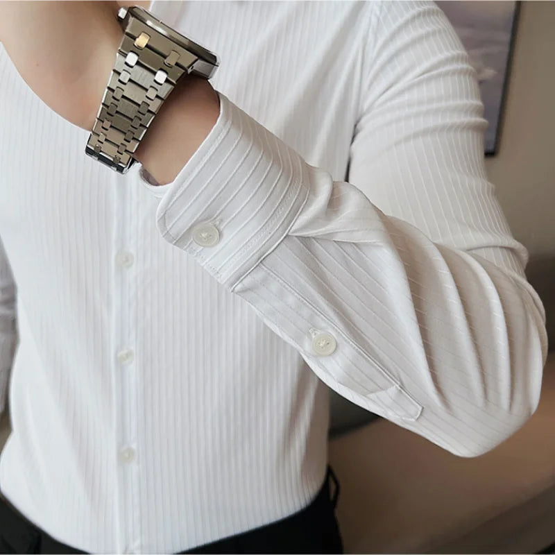 CASPAR® Dark Striped Slim Fit Dress Shirt - Magnattos