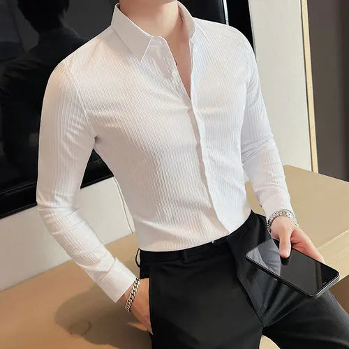 CASPAR® Dark Striped Slim Fit Dress Shirt - Magnattos