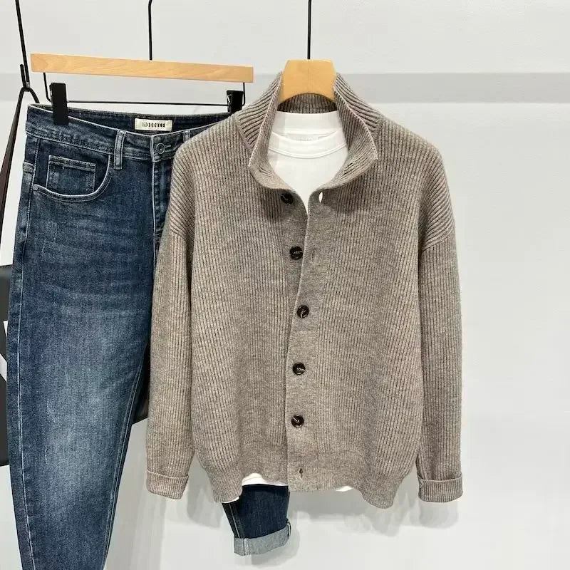 GRANTON® Turn-Down Collar Knit Cardigan