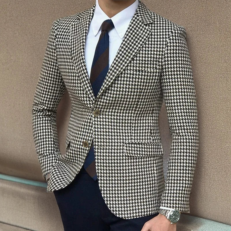 MONTCLARE® Houndstooth Plaid Blazer for Men - Magnattos