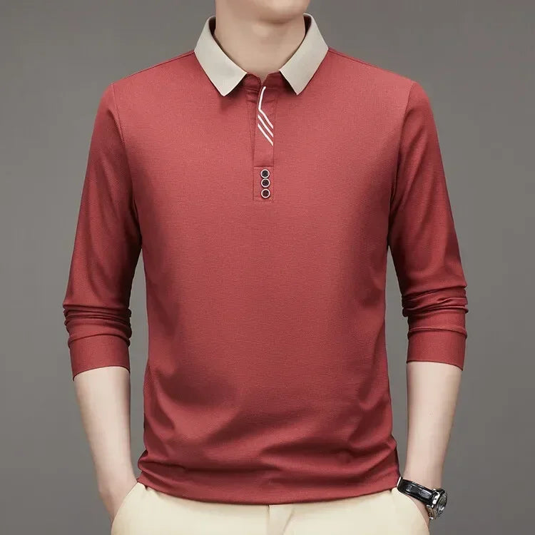 HASSAN® Long Sleeve Turn-down Collar Waffle T-shirt - Magnattos