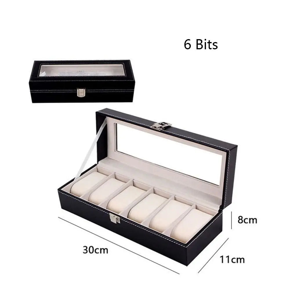 KLAUSEN® Men's 6/10/12 Grid PU Leather Watch Display Case - Magnattos