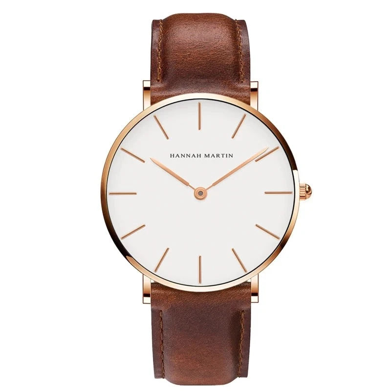 SCOSEZE® Silver Brown Leather Watch - Magnattos