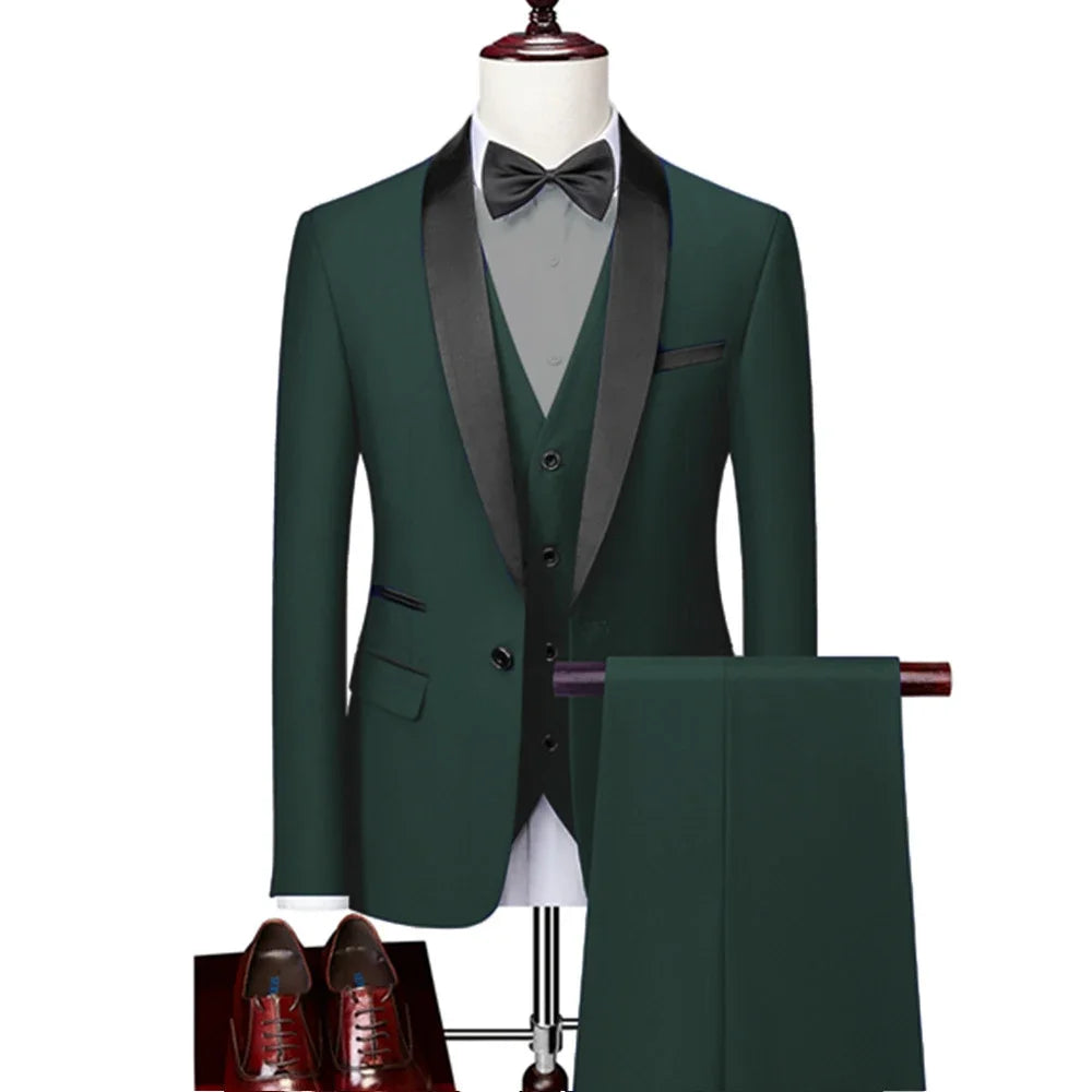 DORCHESTER® Men’s Skinny 3-Piece Tuxedo Suit – Ultimate Formal Elegance for Weddings, Proms, and Special Occasions - Magnattos