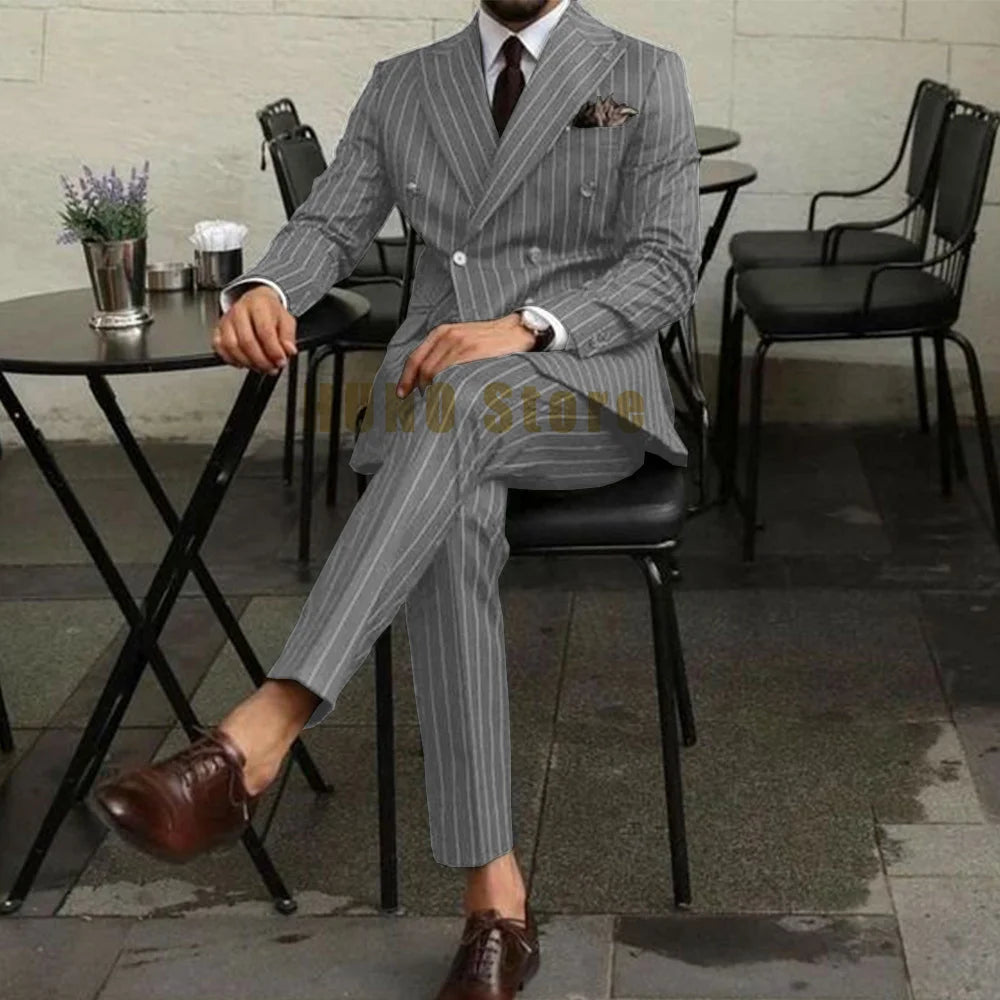 EDUARD® Men's Two Piece Double-Breasted Slim-Fit Suit - Magnattos