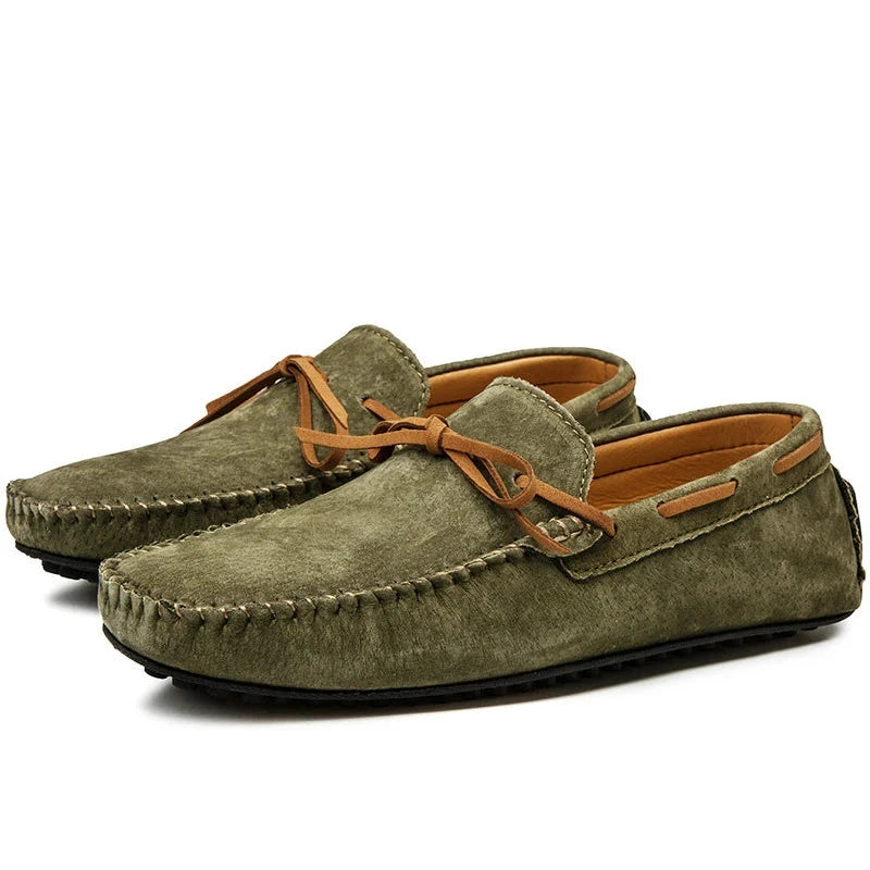VANDOR® Summer Breeze Men’s Leather Loafers – Breathable Green Casual Shoes for Daily Comfort - Magnattos