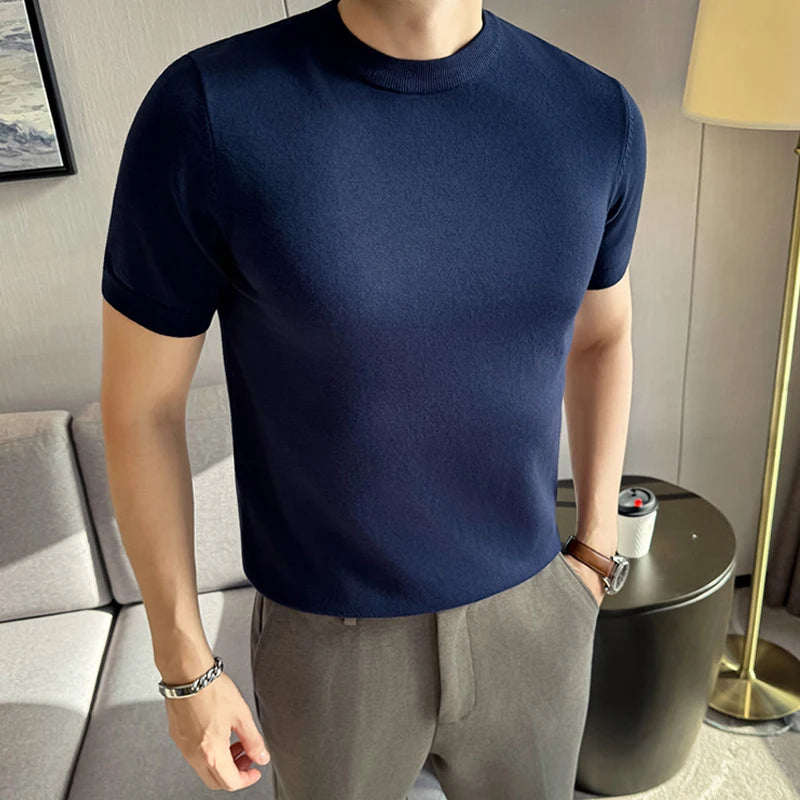 CAREZZA® Slim Fit Knit Round Neck T-Shirt