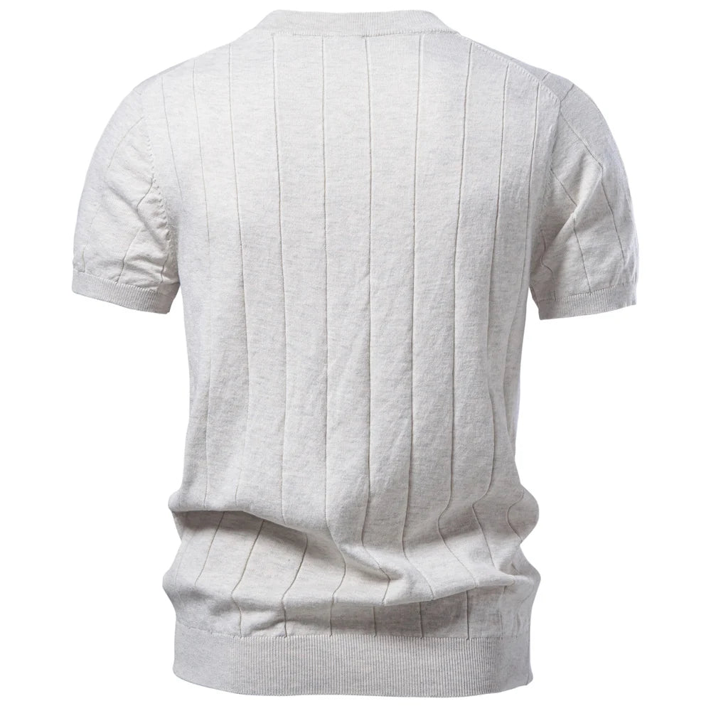 SERAVALLE® Cotton O-Neck Stripe T-Shirt