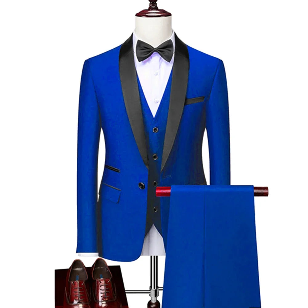 DORCHESTER® Men’s Skinny 3-Piece Tuxedo Suit – Ultimate Formal Elegance for Weddings, Proms, and Special Occasions - Magnattos