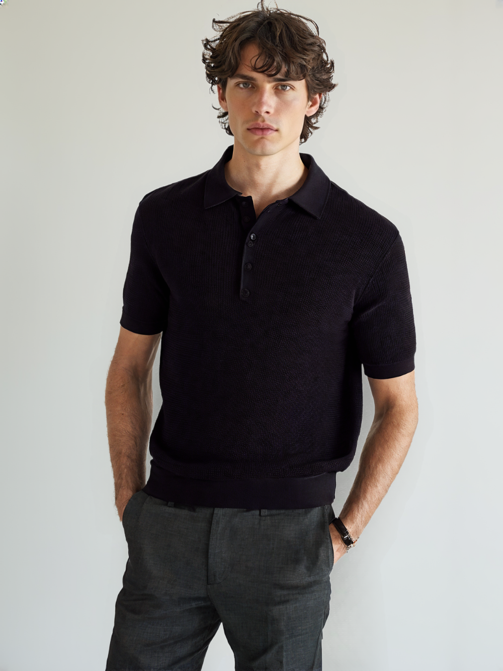 BELLAMY® Summer Men’s Korean Smart Casual Knit Polo with Lapel and Button Detail - Magnattos