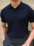 JUHN® Plaid Jacquard Knitted Polo T Shirts