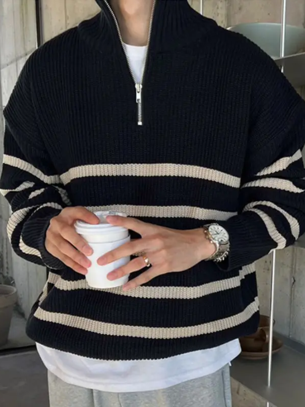 BOLONHA® Men's Wool Sweater With Zip - Magnattos