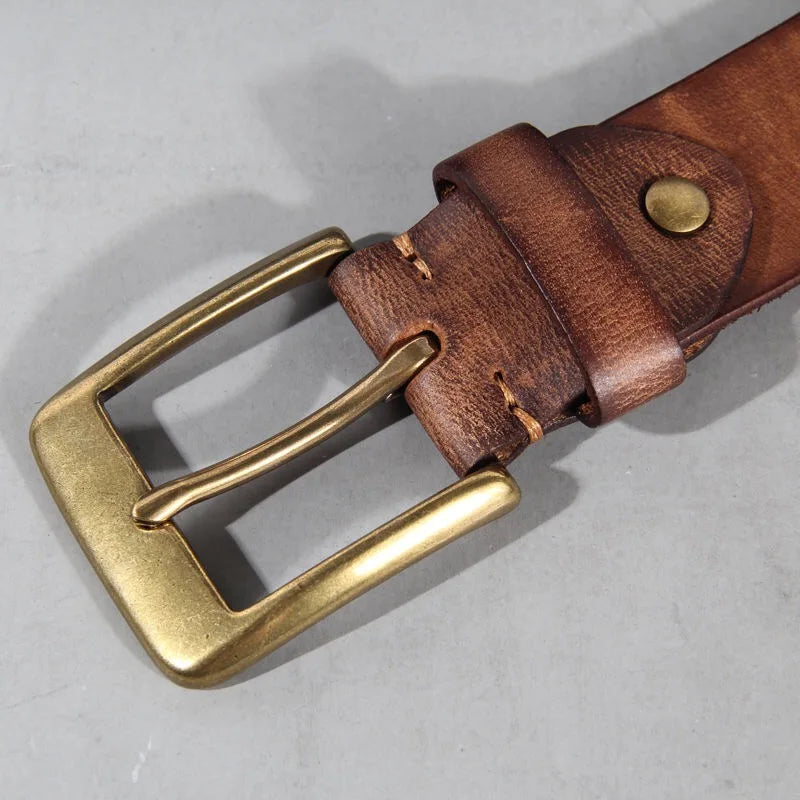 LUCIO® Retro Copper Buckle Leather Belt for Men - Magnattos