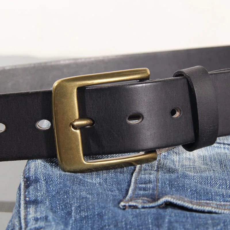 LUCIO® Retro Copper Buckle Leather Belt for Men - Magnattos