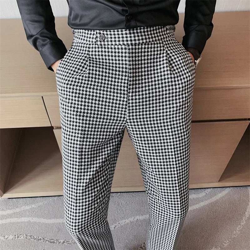 BERKLEY Houndstooth High Waist Dress Pants for Men BERKLEY Houndstooth High Waist Dress Pants for Men