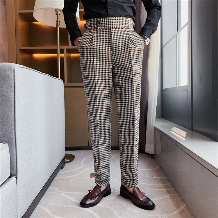 BERKLEY Houndstooth High Waist Dress Pants for Men BERKLEY Houndstooth High Waist Dress Pants for Men