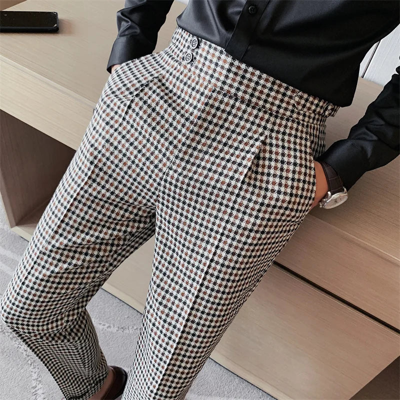 BERKLEY Houndstooth High Waist Dress Pants for Men BERKLEY Houndstooth High Waist Dress Pants for Men