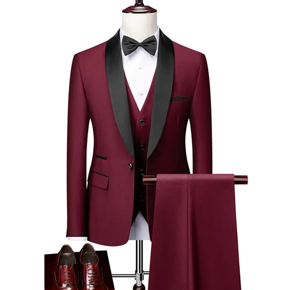 DORCHESTER® Men’s Skinny 3-Piece Tuxedo Suit – Ultimate Formal Elegance for Weddings, Proms, and Special Occasions - Magnattos