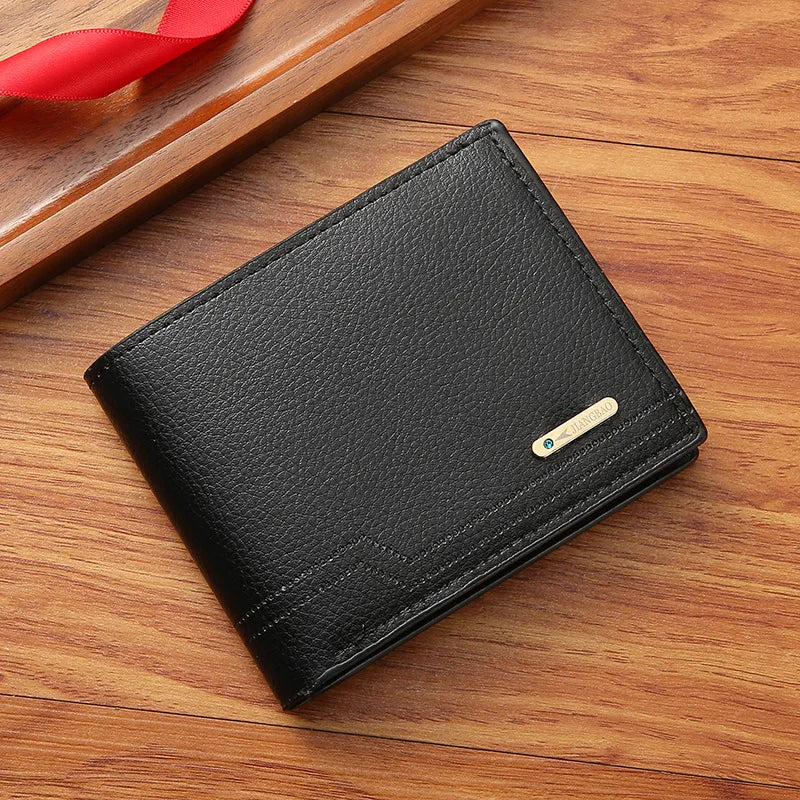 HARALD® Men's Short PU Leather Wallet – Business Casual, Multi-Card Capacity, Soft Lychee Pattern - Magnattos