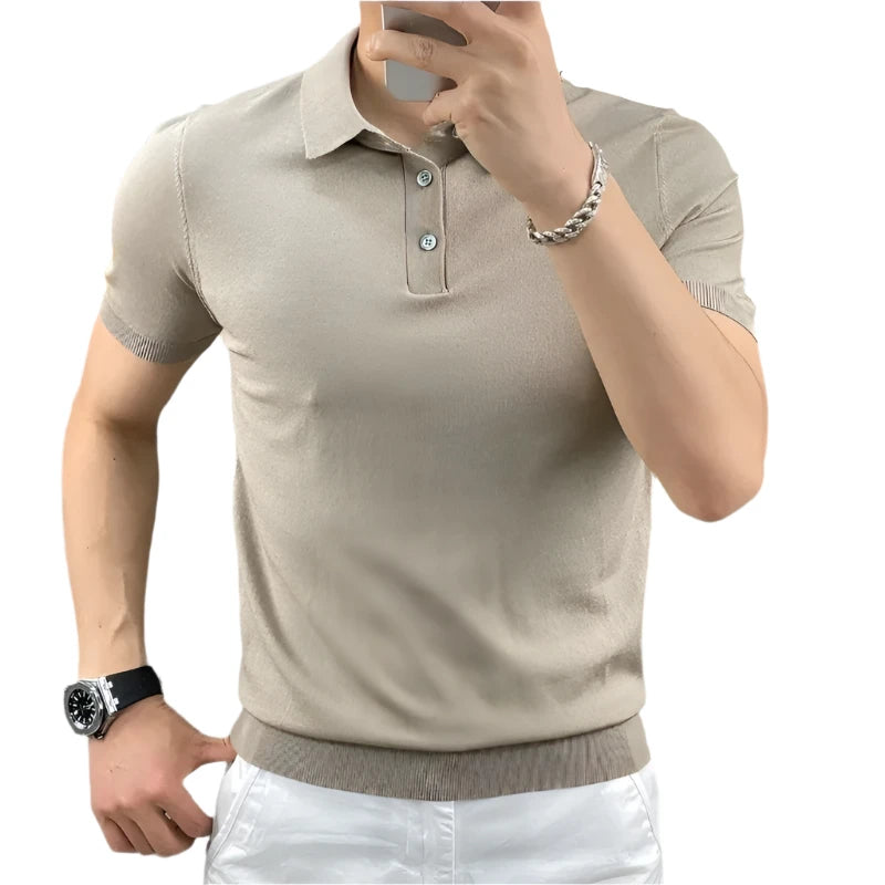 BELLAMY® Summer Men’s Korean Smart Casual Knit Polo with Lapel and Button Detail - Magnattos
