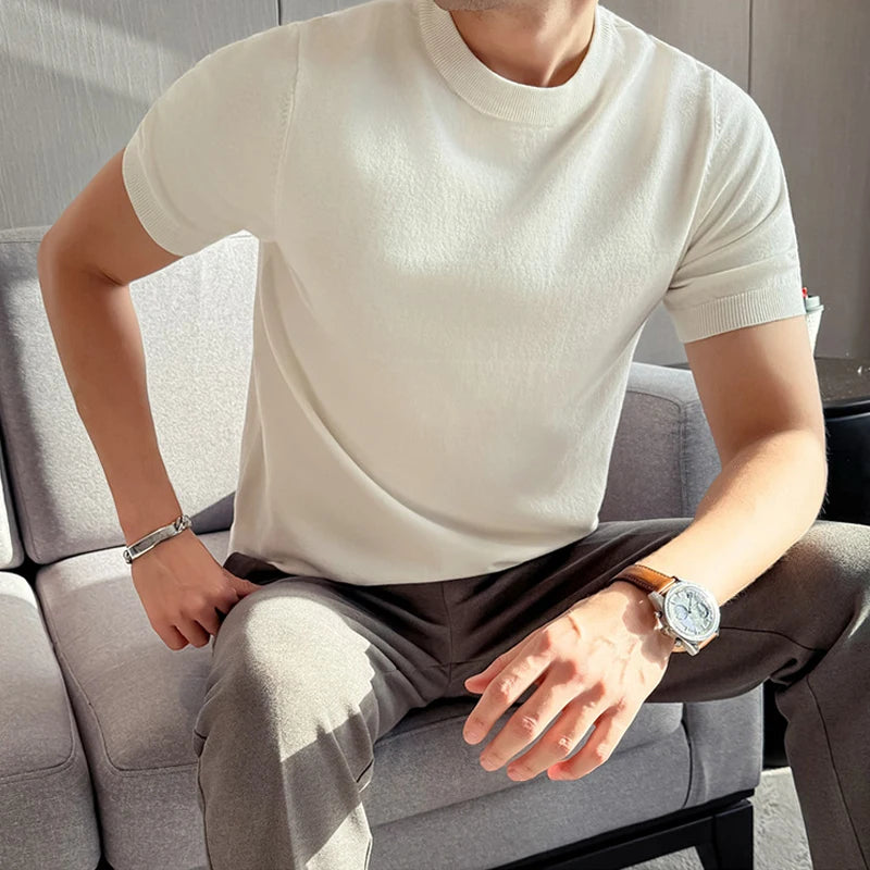 CAREZZA® Slim Fit Knit Round Neck T-Shirt