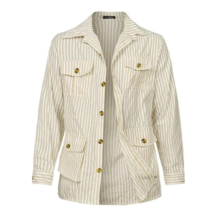 BELSONI® Multi-Pocket Stripe Cardigan Jacket