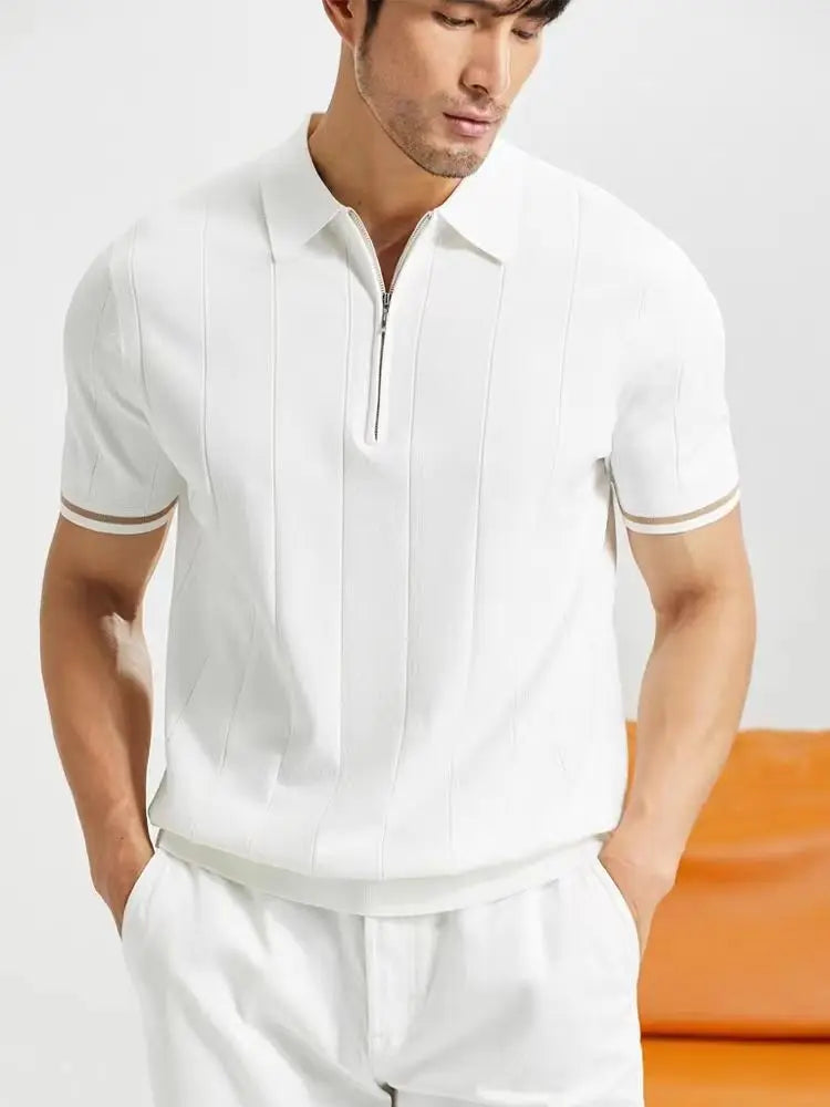 EDGEMONT® 2024 Summer Men’s Business Casual Polo Shirt with Lapel and Zipper Detail - Magnattos