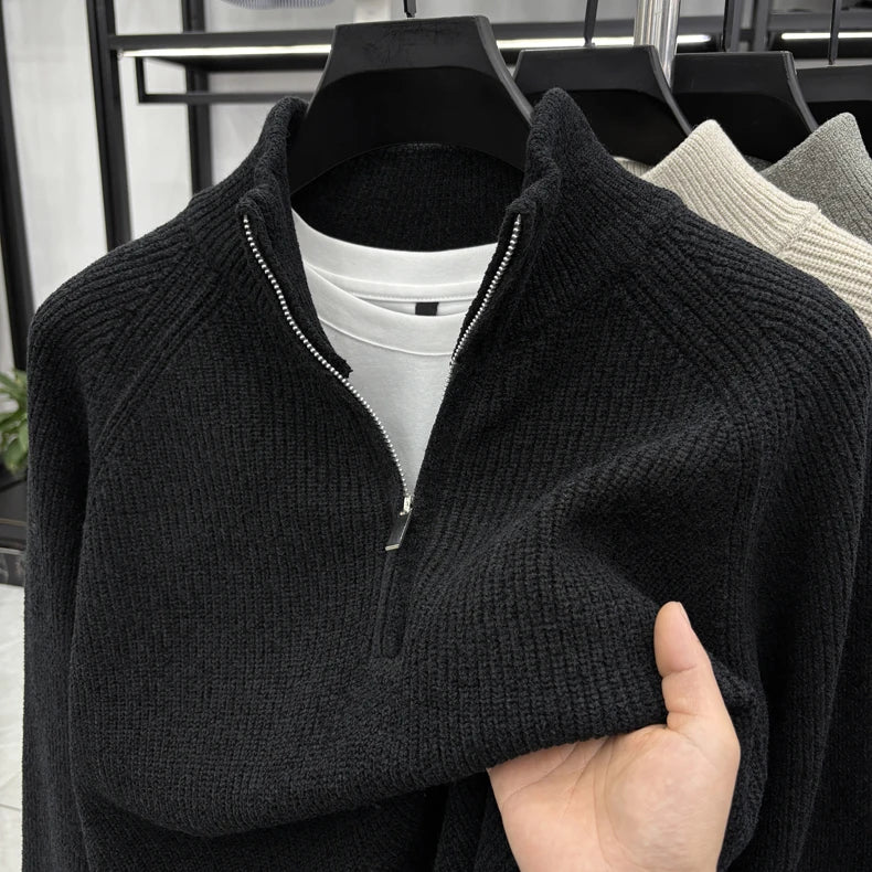 ZENARO® Half-Zip Stand Collar Winter Sweater