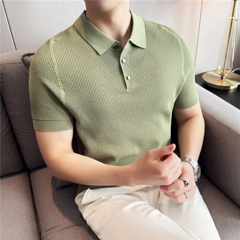 CORSINI® Men's Knitted Short Sleeve Polo Shirt