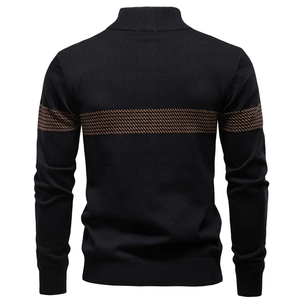 DELVARO® Half-Zip Mock Neck Stripe Pullover