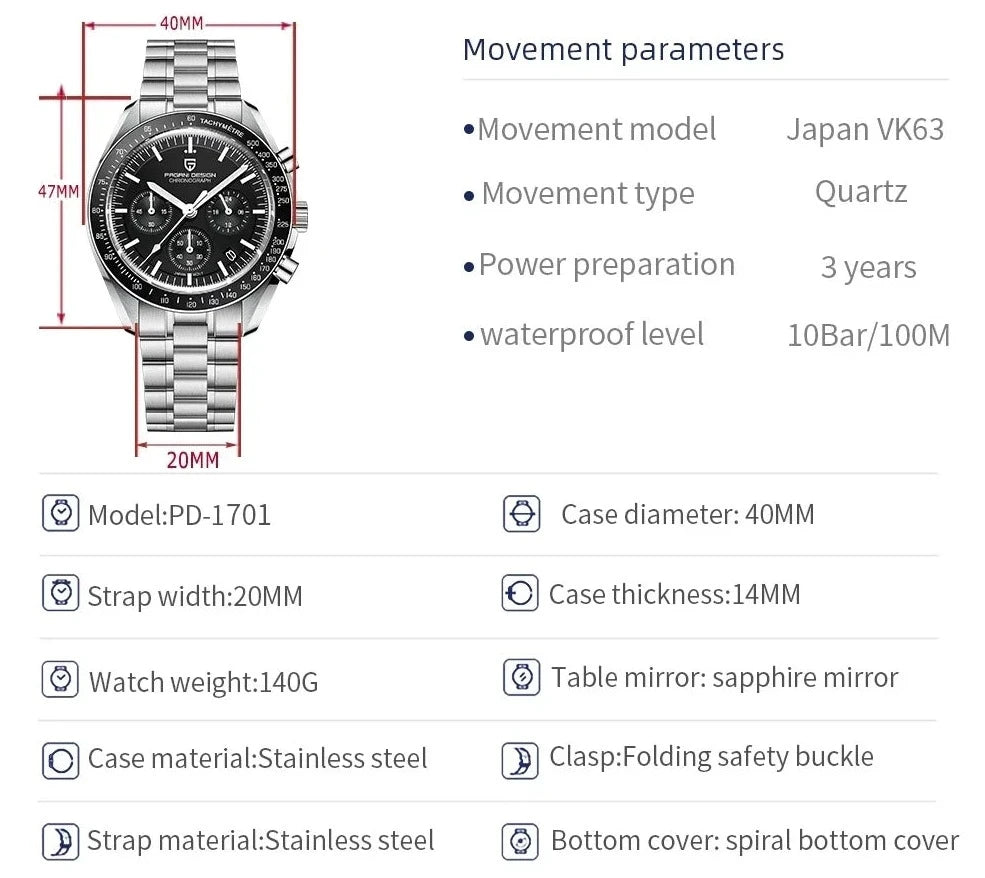 ENSINO® New Men's Automatic Date Sapphire Watch - Magnattos
