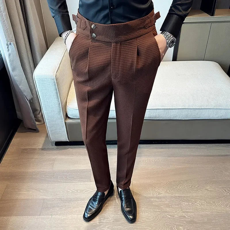 BAGNAIA Mens High Waist Formal Pants BAGNAIA Mens High Waist Formal Pants