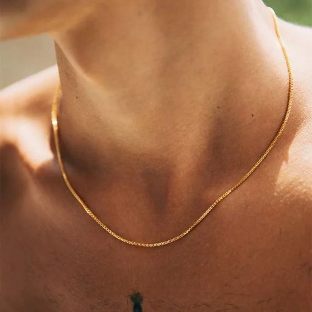 AURENTIS® Gold Box Chain Stainless Steel Necklace